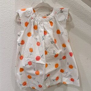 Bonpoint White Top with Orange and Pink Cherry Design